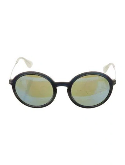 Pre-owned Ray Ban Round Mirrored Sunglasses In Blue