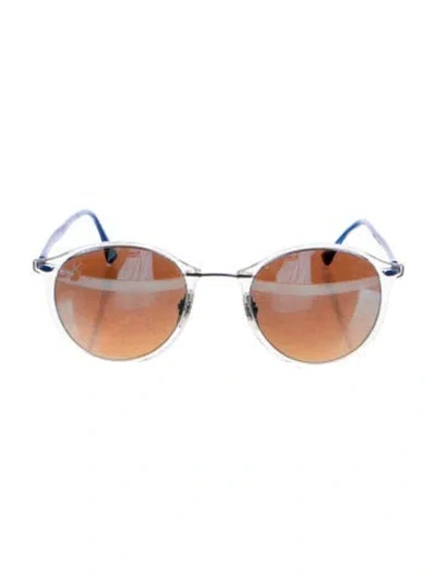 Pre-owned Ray Ban Round Mirrored Sunglasses In Blue