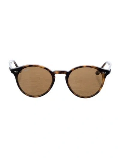 Pre-owned Ray Ban Round Mirrored Sunglasses In Brown