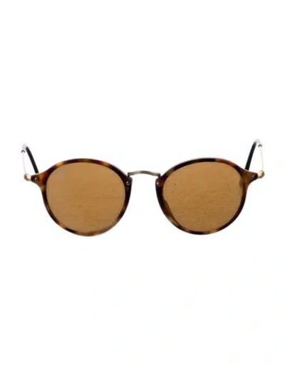 Pre-owned Ray Ban Round Mirrored Sunglasses In Brown