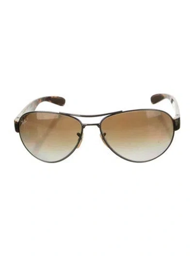 Pre-owned Ray Ban Round Mirrored Sunglasses In Brown
