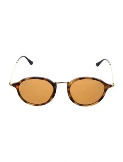 Pre-owned Ray Ban Round Mirrored Sunglasses In Brown