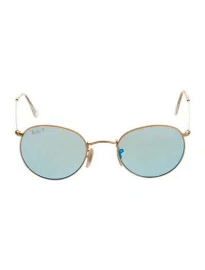 Pre-owned Ray Ban Round Mirrored Sunglasses In Gold
