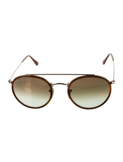 Pre-owned Ray Ban Round Mirrored Sunglasses In Gold