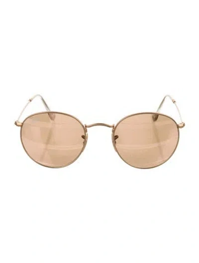 Pre-owned Ray Ban Round Mirrored Sunglasses In Gold