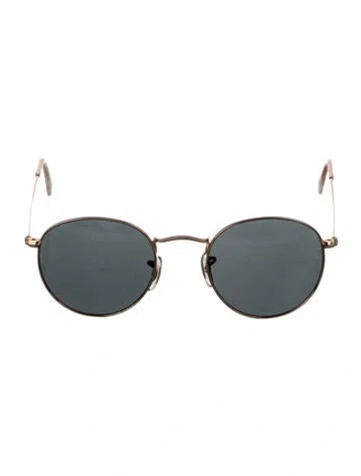 Pre-owned Ray Ban Round Mirrored Sunglasses In Gold