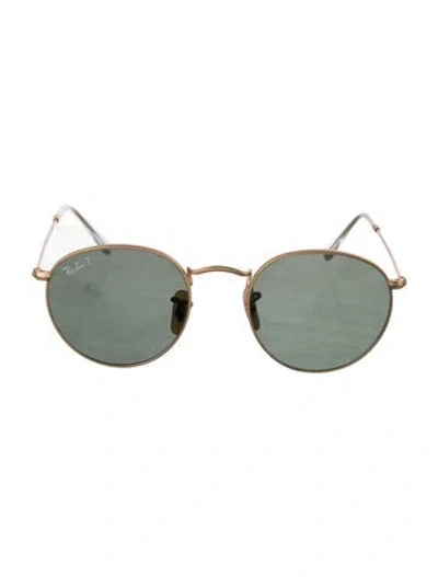 Pre-owned Ray Ban Round Mirrored Sunglasses In Gold
