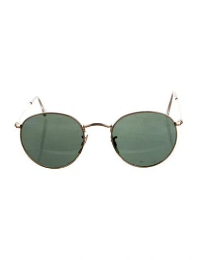Pre-owned Ray Ban Round Mirrored Sunglasses In Gold