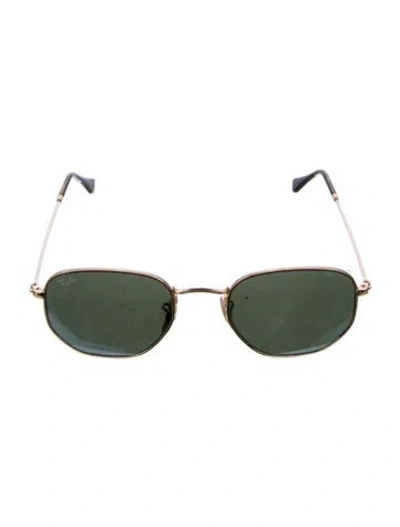 Pre-owned Ray Ban Round Mirrored Sunglasses In Gold