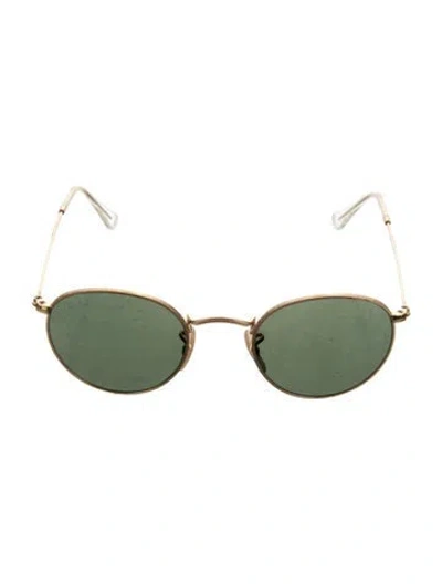 Pre-owned Ray Ban Round Mirrored Sunglasses In Gold