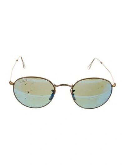 Pre-owned Ray Ban Round Mirrored Sunglasses In Gold