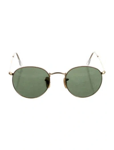 Pre-owned Ray Ban Round Mirrored Sunglasses In Gold