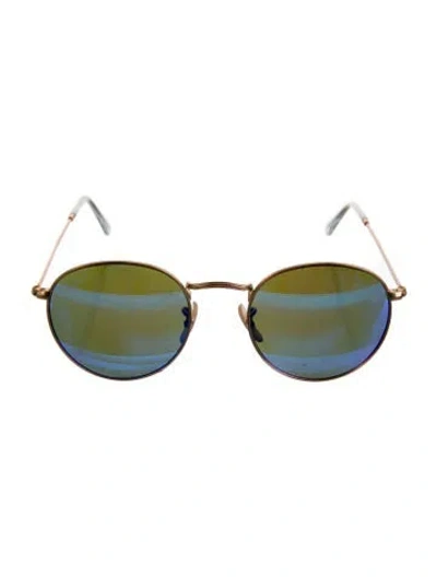 Pre-owned Ray Ban Round Mirrored Sunglasses In Gold