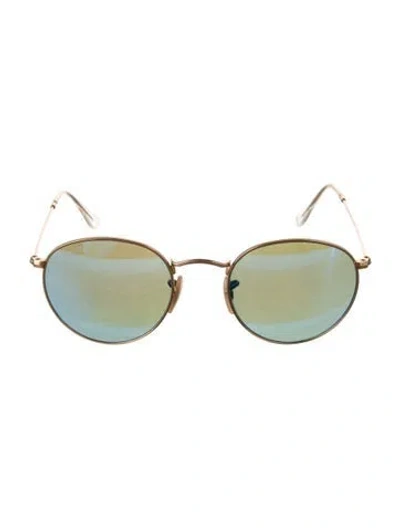 Pre-owned Ray Ban Round Mirrored Sunglasses In Gold
