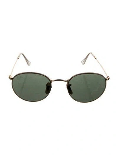 Pre-owned Ray Ban Round Mirrored Sunglasses In Gold