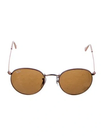 Pre-owned Ray Ban Round Mirrored Sunglasses In Gold