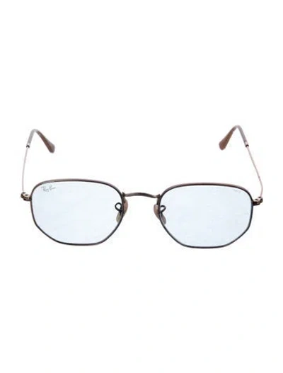 Pre-owned Ray Ban Round Mirrored Sunglasses In Gold