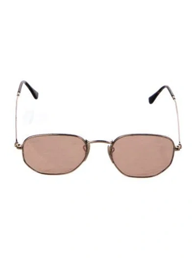 Pre-owned Ray Ban Round Mirrored Sunglasses In Gold