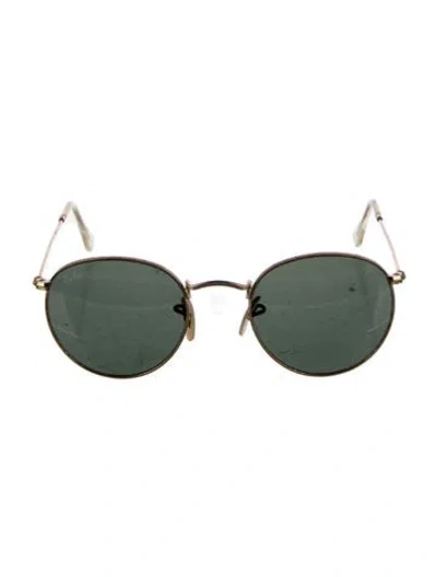 Pre-owned Ray Ban Round Mirrored Sunglasses In Gold