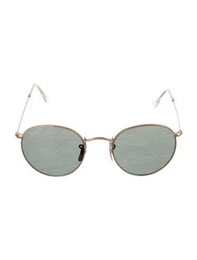 Pre-owned Ray Ban Round Mirrored Sunglasses In Gold