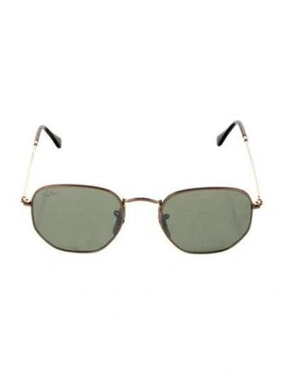 Pre-owned Ray Ban Round Mirrored Sunglasses In Gold