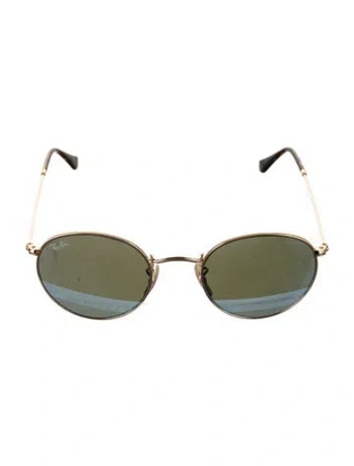 Pre-owned Ray Ban Round Mirrored Sunglasses In Gold