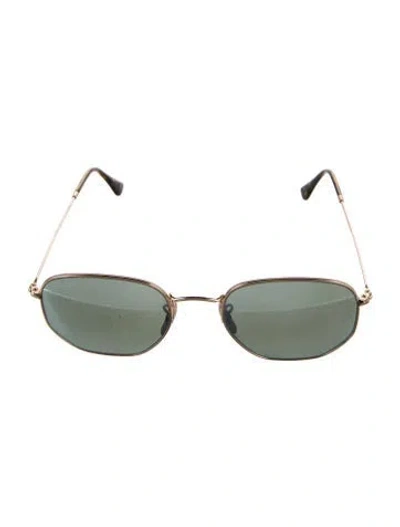 Pre-owned Ray Ban Round Mirrored Sunglasses In Gold