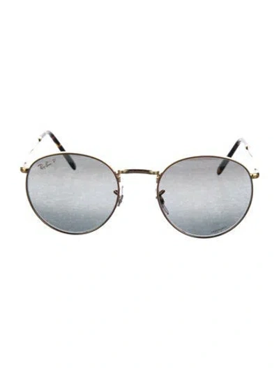 Pre-owned Ray Ban Round Mirrored Sunglasses In Gold
