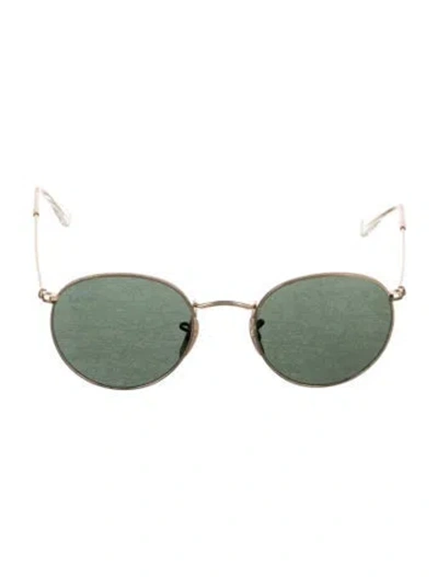 Pre-owned Ray Ban Round Mirrored Sunglasses In Gold