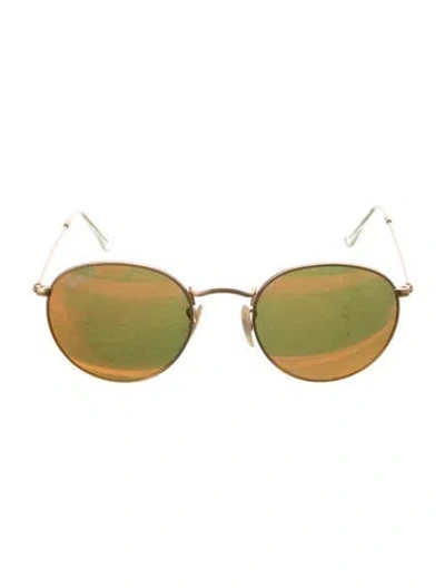 Pre-owned Ray Ban Round Mirrored Sunglasses In Gold