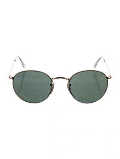 Pre-owned Ray Ban Round Mirrored Sunglasses In Gold