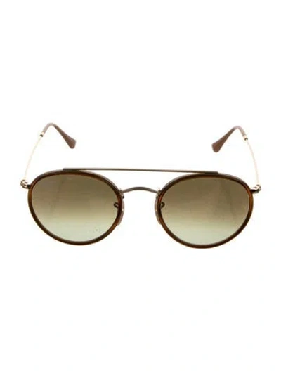 Pre-owned Ray Ban Round Mirrored Sunglasses In Gold