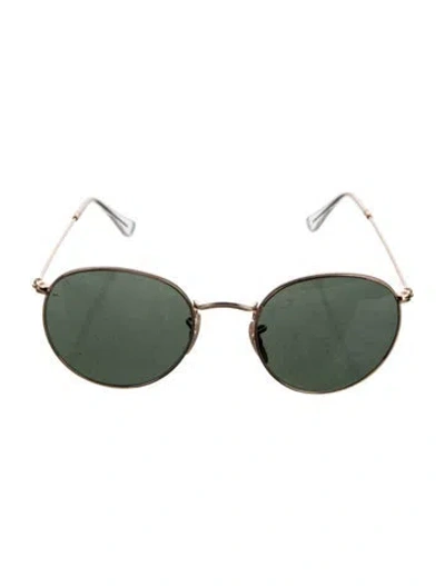 Pre-owned Ray Ban Round Mirrored Sunglasses In Gold