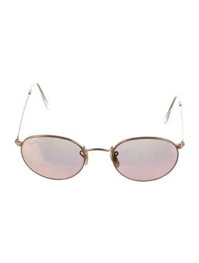 Pre-owned Ray Ban Round Mirrored Sunglasses In Gold