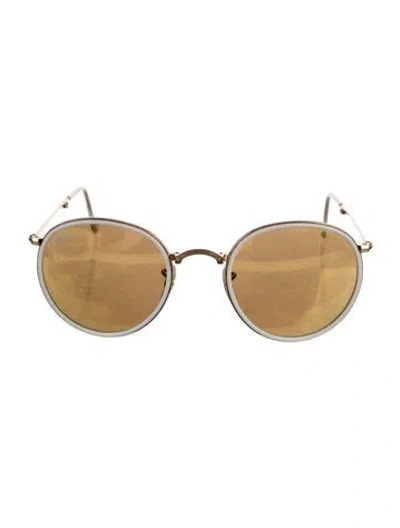 Pre-owned Ray Ban Round Mirrored Sunglasses In Gold