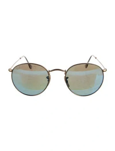 Pre-owned Ray Ban Round Mirrored Sunglasses In Gold