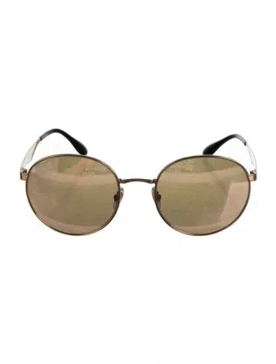 Pre-owned Ray Ban Round Mirrored Sunglasses In Gold/metallic