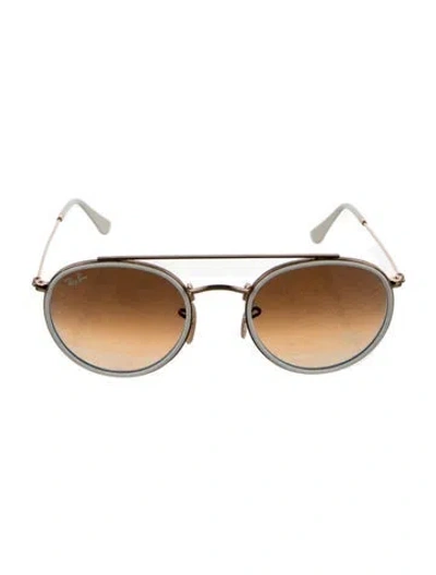 Pre-owned Ray Ban Round Mirrored Sunglasses In Gold/white