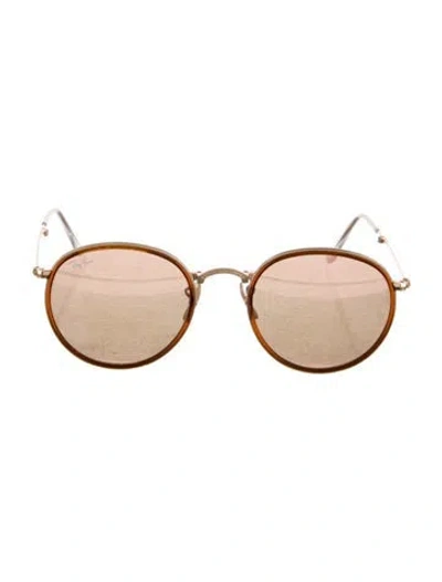 Pre-owned Ray Ban Round Mirrored Sunglasses In Neutral
