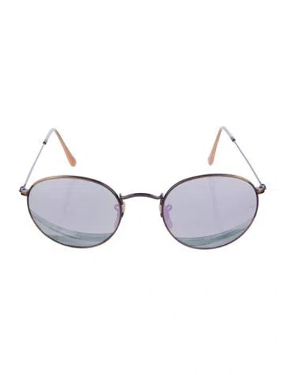 Pre-owned Ray Ban Round Mirrored Sunglasses In Neutral