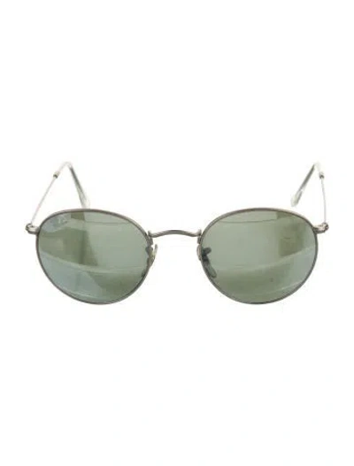 Pre-owned Ray Ban Round Mirrored Sunglasses In Silver