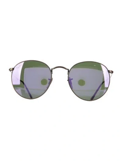 Pre-owned Ray Ban Round Mirrored Sunglasses In Silver