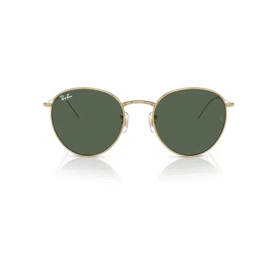 Ray Ban Round Reverse Sunglasses Arista Gold Frame Green Lenses 53-21