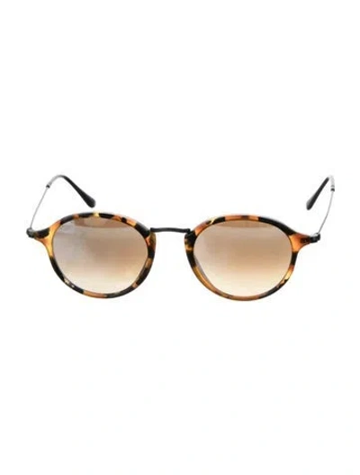 Pre-owned Ray Ban Round Tinted Sunglasses In Brown