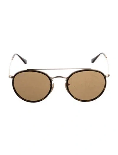 Pre-owned Ray Ban Round Tinted Sunglasses In Brown
