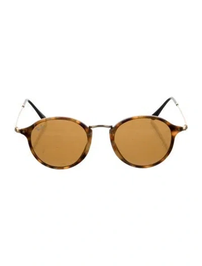 Pre-owned Ray Ban Round Tinted Sunglasses In Brown
