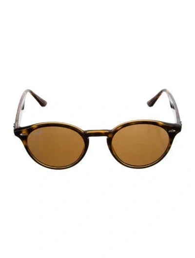 Pre-owned Ray Ban Round Tinted Sunglasses In Brown