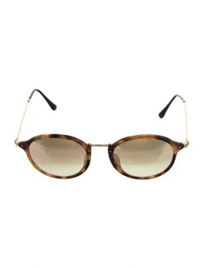 Pre-owned Ray Ban Round Tinted Sunglasses In Brown