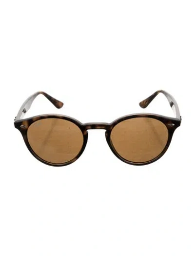 Pre-owned Ray Ban Round Tinted Sunglasses In Brown