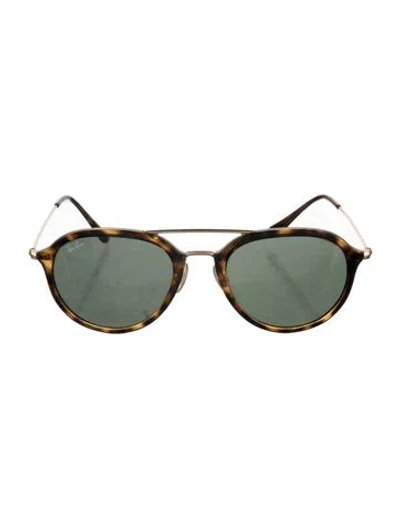 Pre-owned Ray Ban Round Tinted Sunglasses In Brown